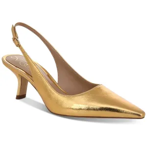 Bianca Sling Womens Adjustable Faux Leather Slingback Heels