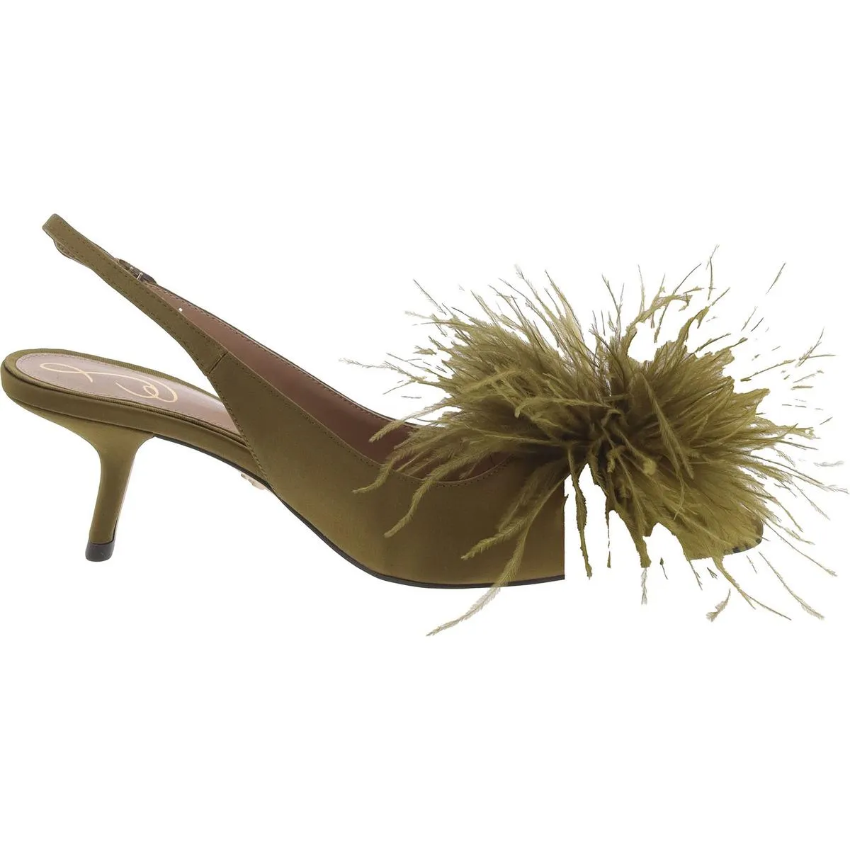 Bianka Feather Womens Round Toe Ankle Strap Slingback Heels