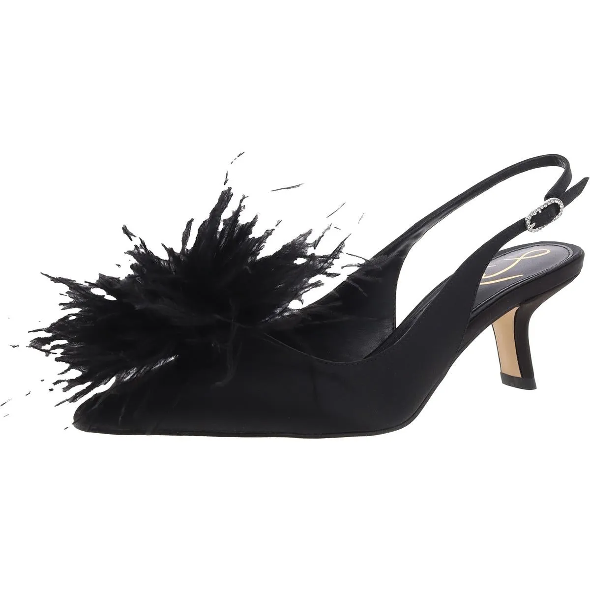 Bianka Feather Womens Round Toe Ankle Strap Slingback Heels