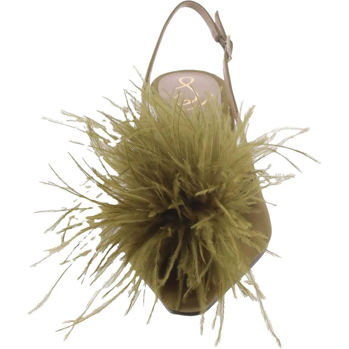 Bianka Feather Womens Round Toe Ankle Strap Slingback Heels
