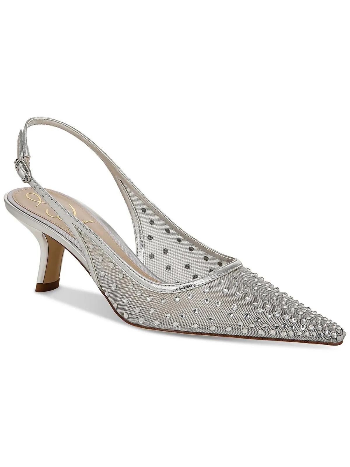 Bianka Womens Mesh Kitten Heel Slingback Heels