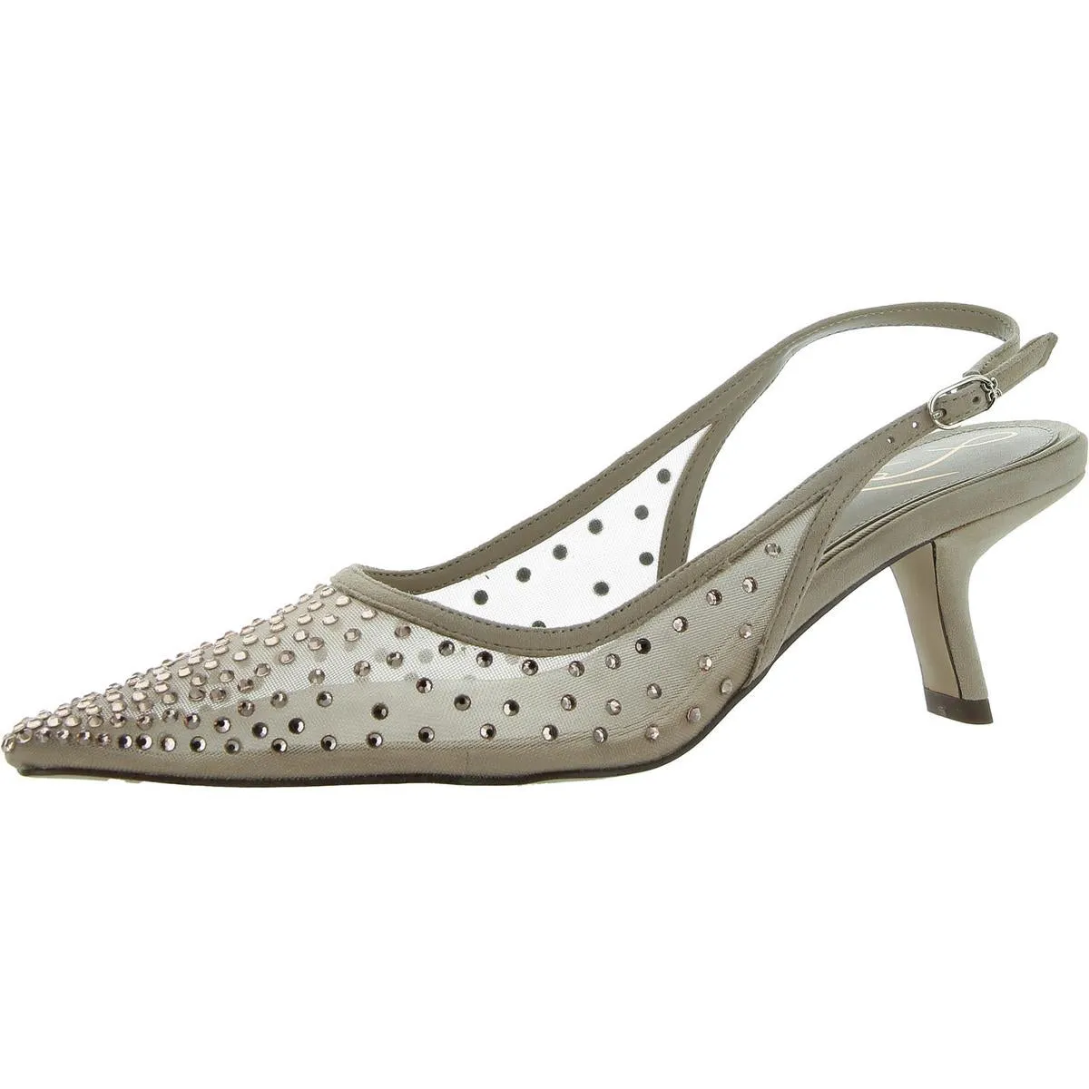 Bianka Womens Mesh Kitten Heel Slingback Heels