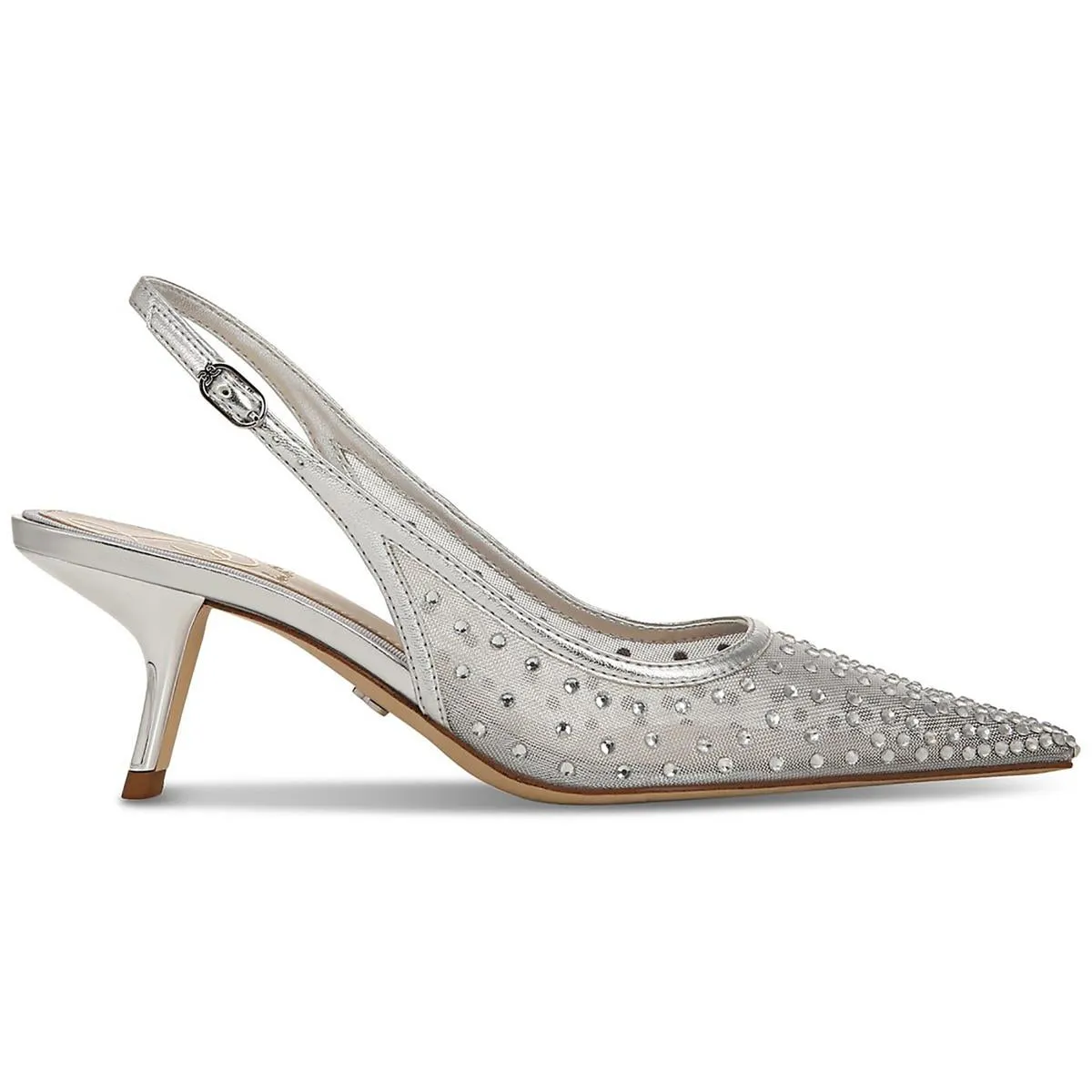 Bianka Womens Mesh Kitten Heel Slingback Heels