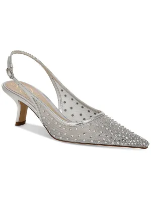 Bianka Womens Mesh Kitten Heel Slingback Heels