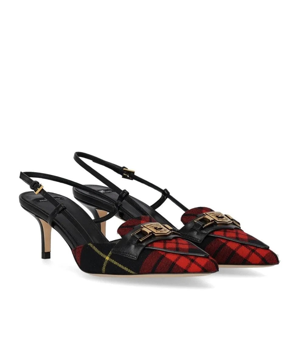 Black And Red Tartan Slingback Pump