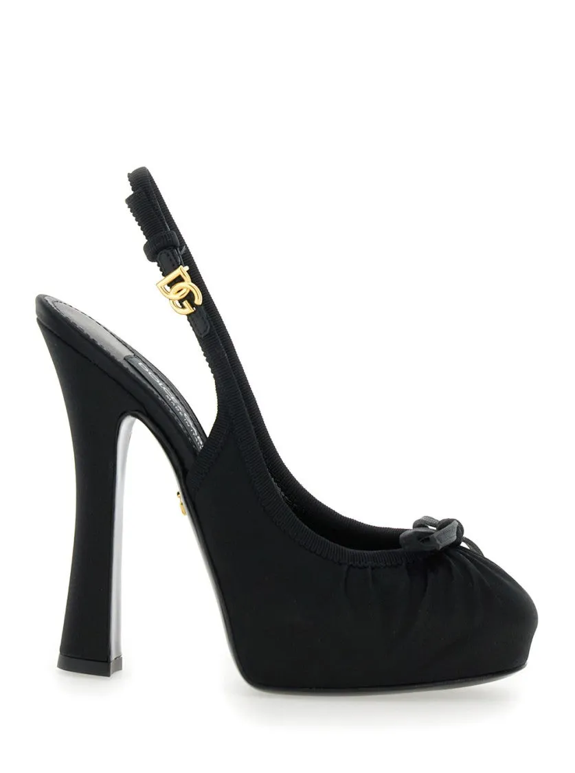 Black Fabric Pumps With Metallic Dg Buckle
