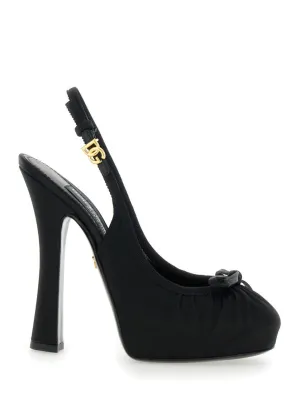 Black Fabric Pumps With Metallic Dg Buckle