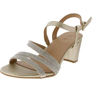 BRIDGET4 Womens Faux Leather Open Toe Block Heels