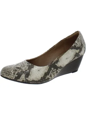 Brielle Chanel Womens Faux Leather Snake Print Wedge Heels