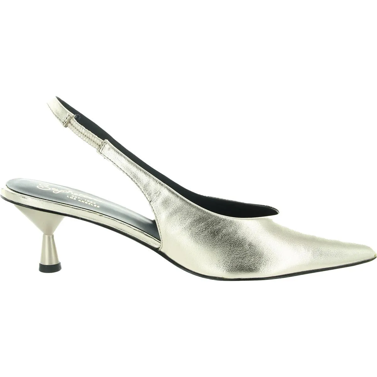 Brooklyn Womens Metallic Leather Kitten Heels