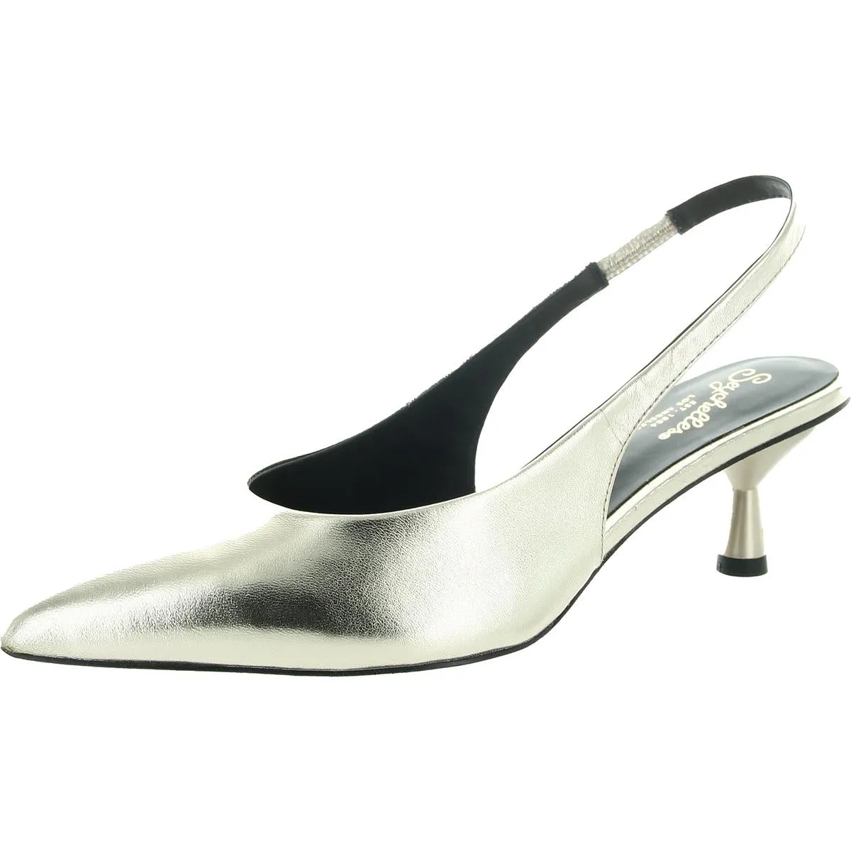 Brooklyn Womens Metallic Leather Kitten Heels