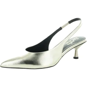Brooklyn Womens Metallic Leather Kitten Heels
