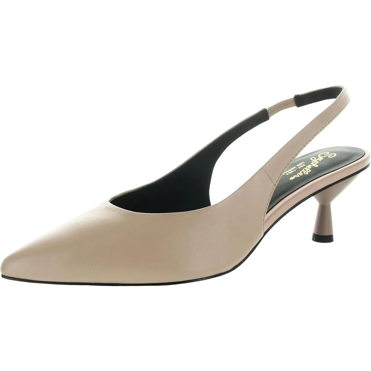 Brooklyn Womens Solid Leather Kitten Heels