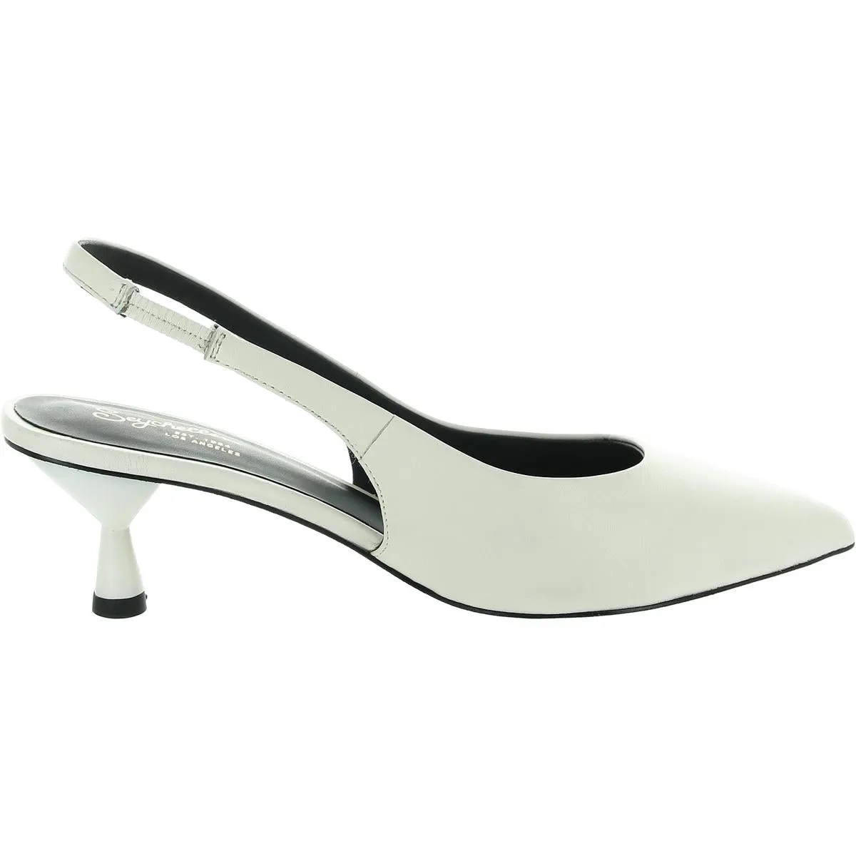 Brooklyn Womens Solid Leather Kitten Heels