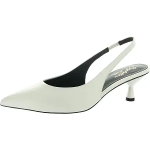Brooklyn Womens Solid Leather Kitten Heels