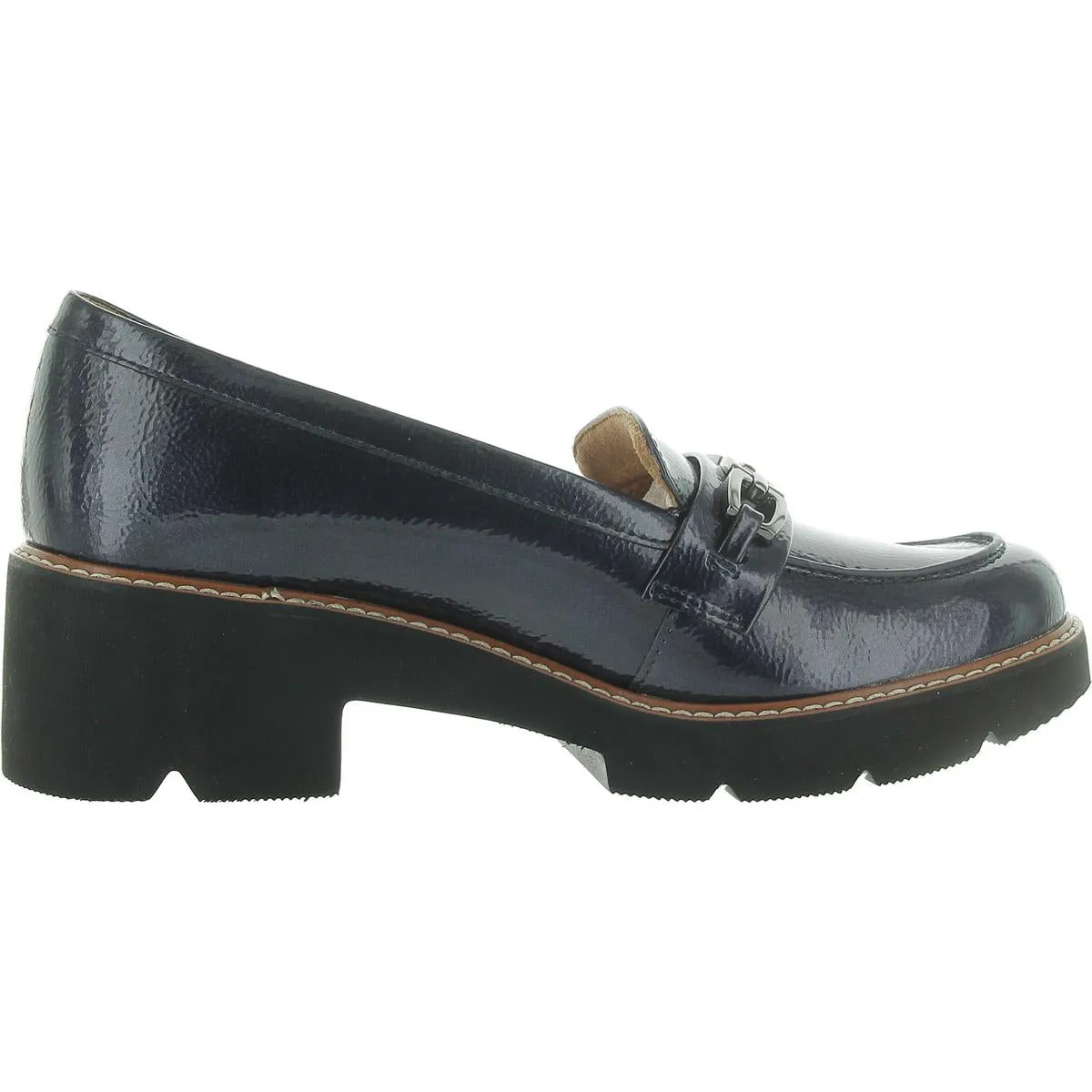 Cabana Womens Patent Pebbled Loafer Heels