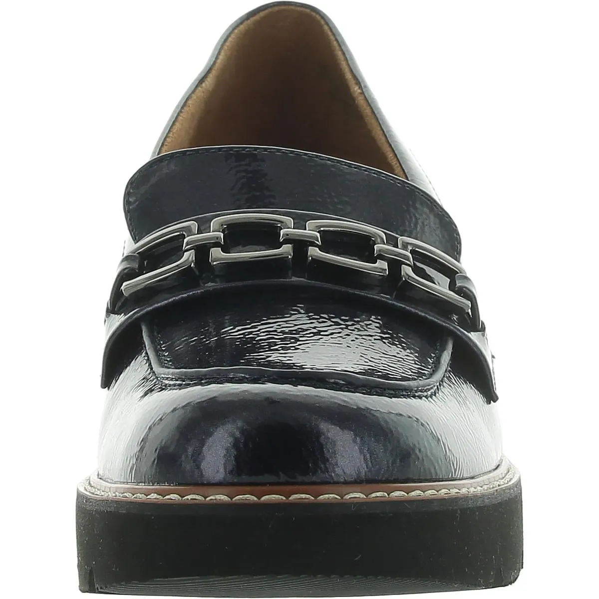 Cabana Womens Patent Pebbled Loafer Heels