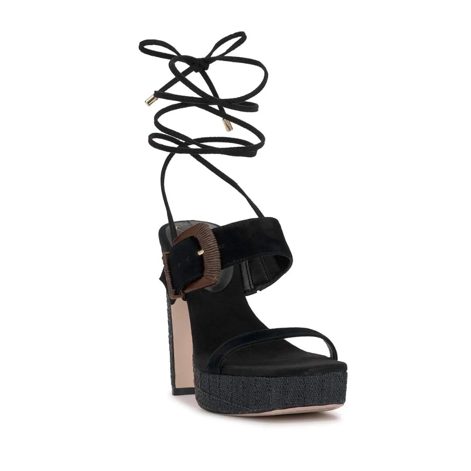 Caelia Ankle Lace Up Platform Sandal In Black