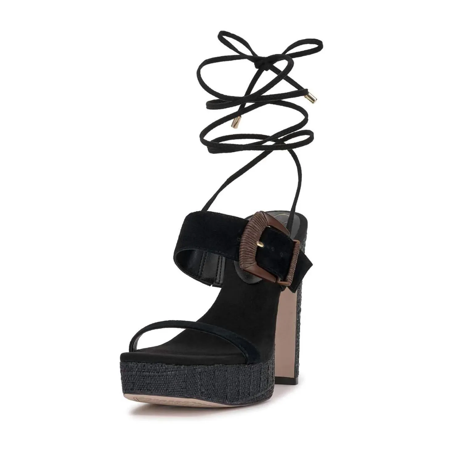 Caelia Ankle Lace Up Platform Sandal In Black