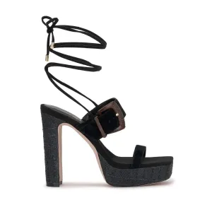 Caelia Ankle Lace Up Platform Sandal In Black