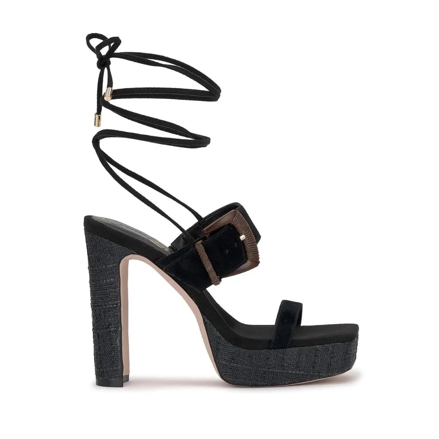 Caelia Ankle Lace Up Platform Sandal In Black