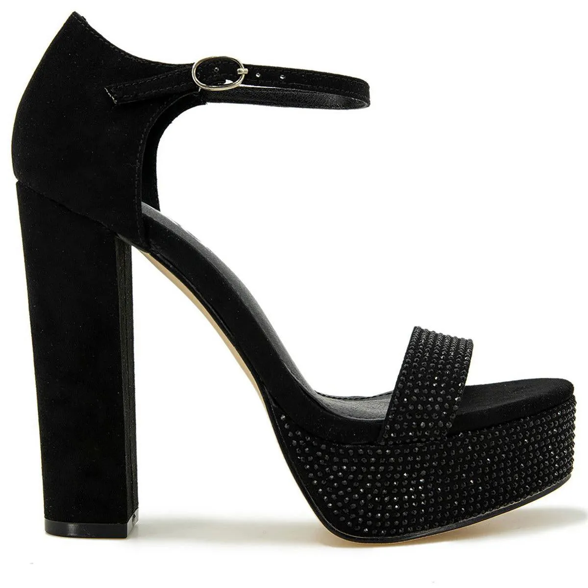 Candy Womens Faux Suede Embellished Platform Heels