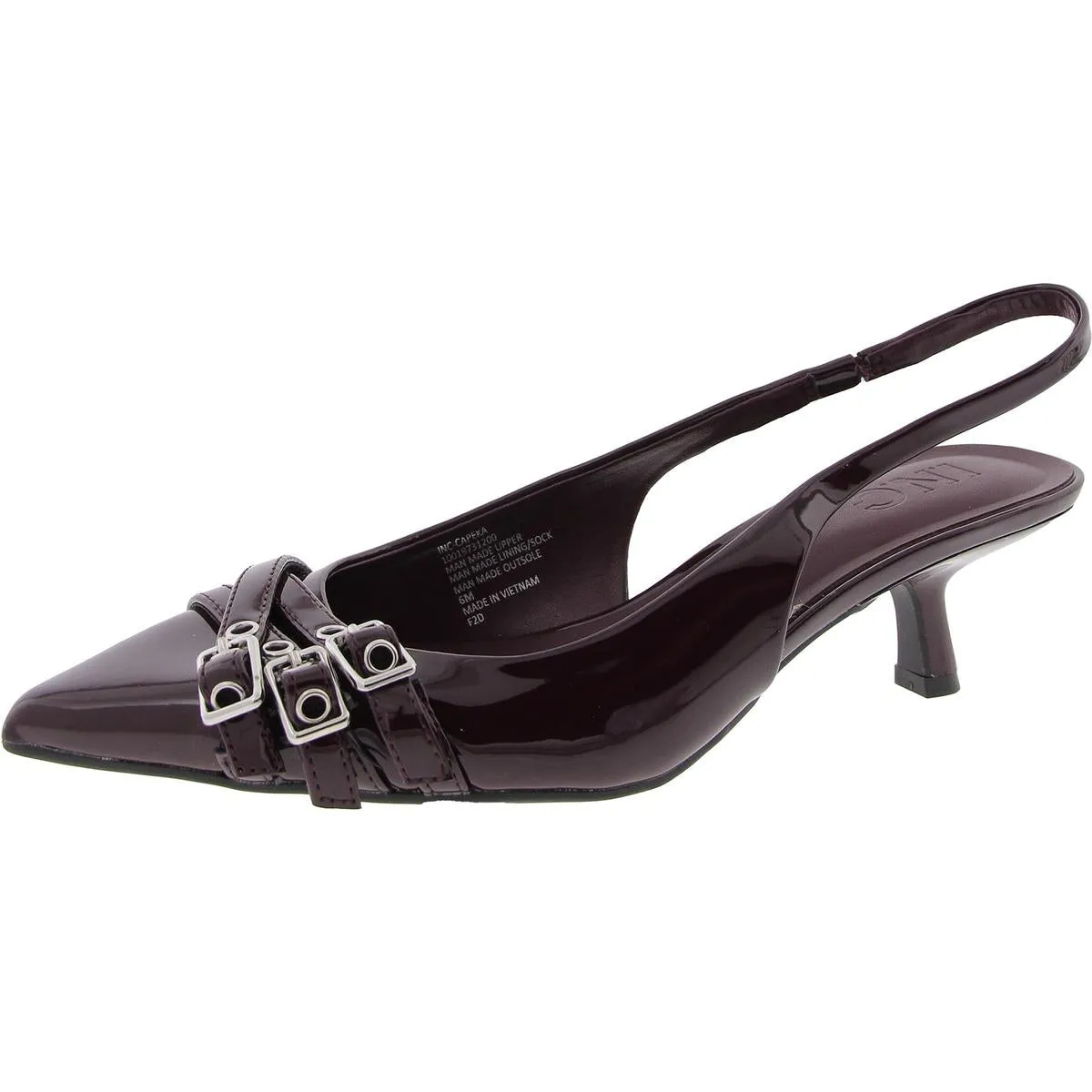 Capeka Womens Faux Leather Pointed Toe Slingback Heels