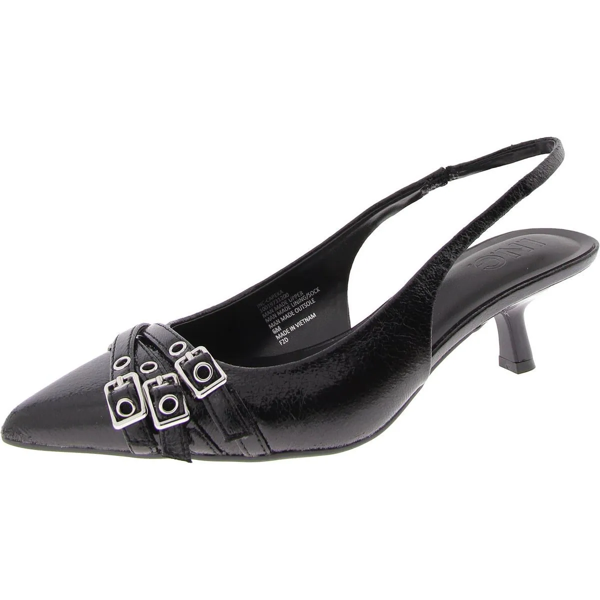 Capeka Womens Faux Leather Pointed Toe Slingback Heels