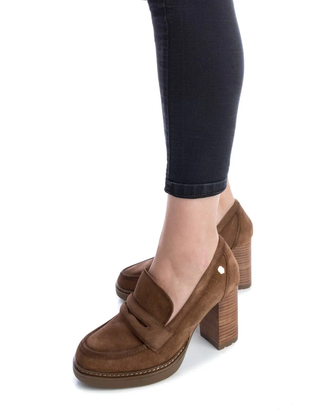 Carmela CollectionWomen's Suede Heeled Loafers By XTI
