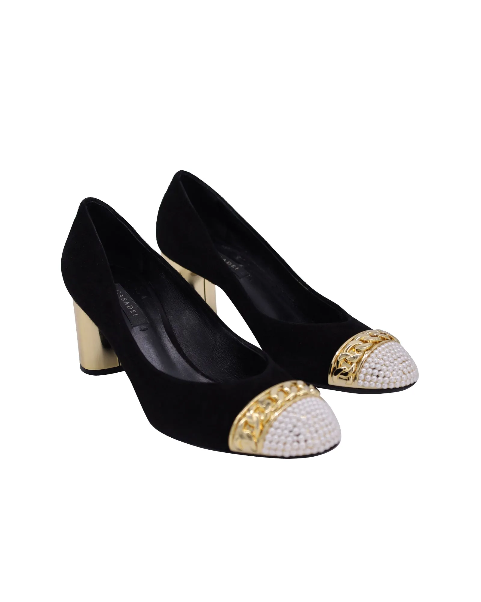 Casadei Beaded Pumps in Black Suede