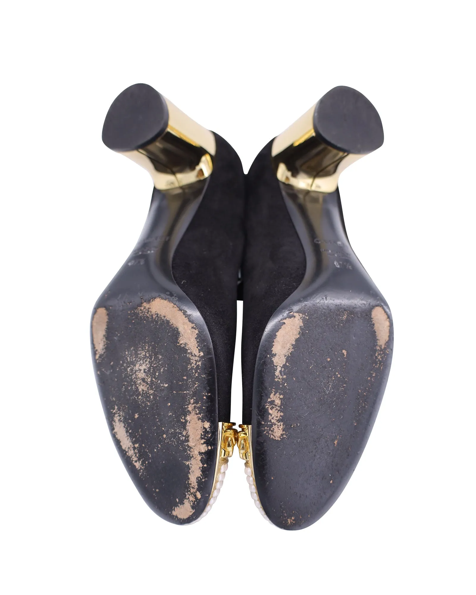 Casadei Beaded Pumps in Black Suede