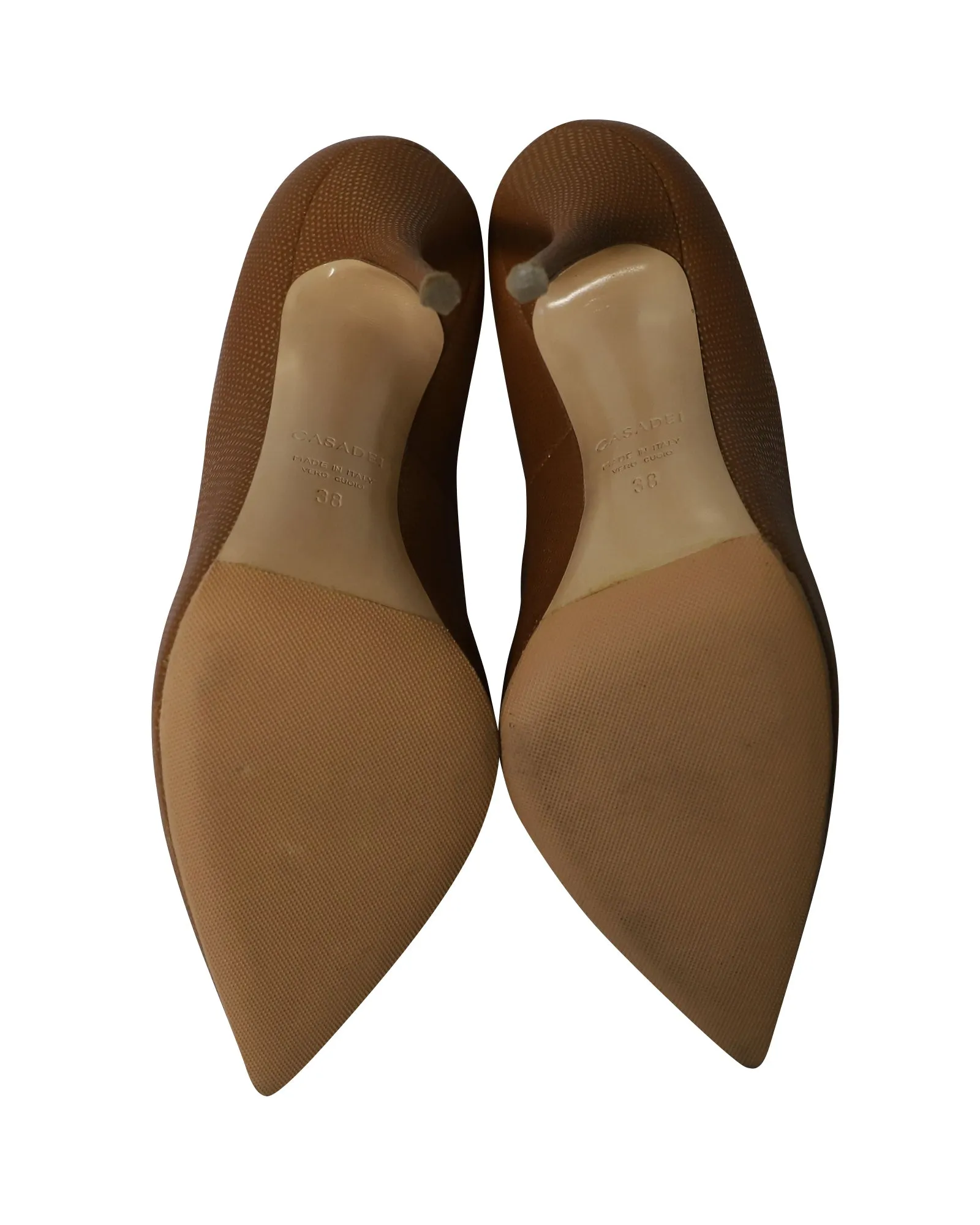 Casadei Two-Tone Stiletto Pumps in Gold and Brown Leather