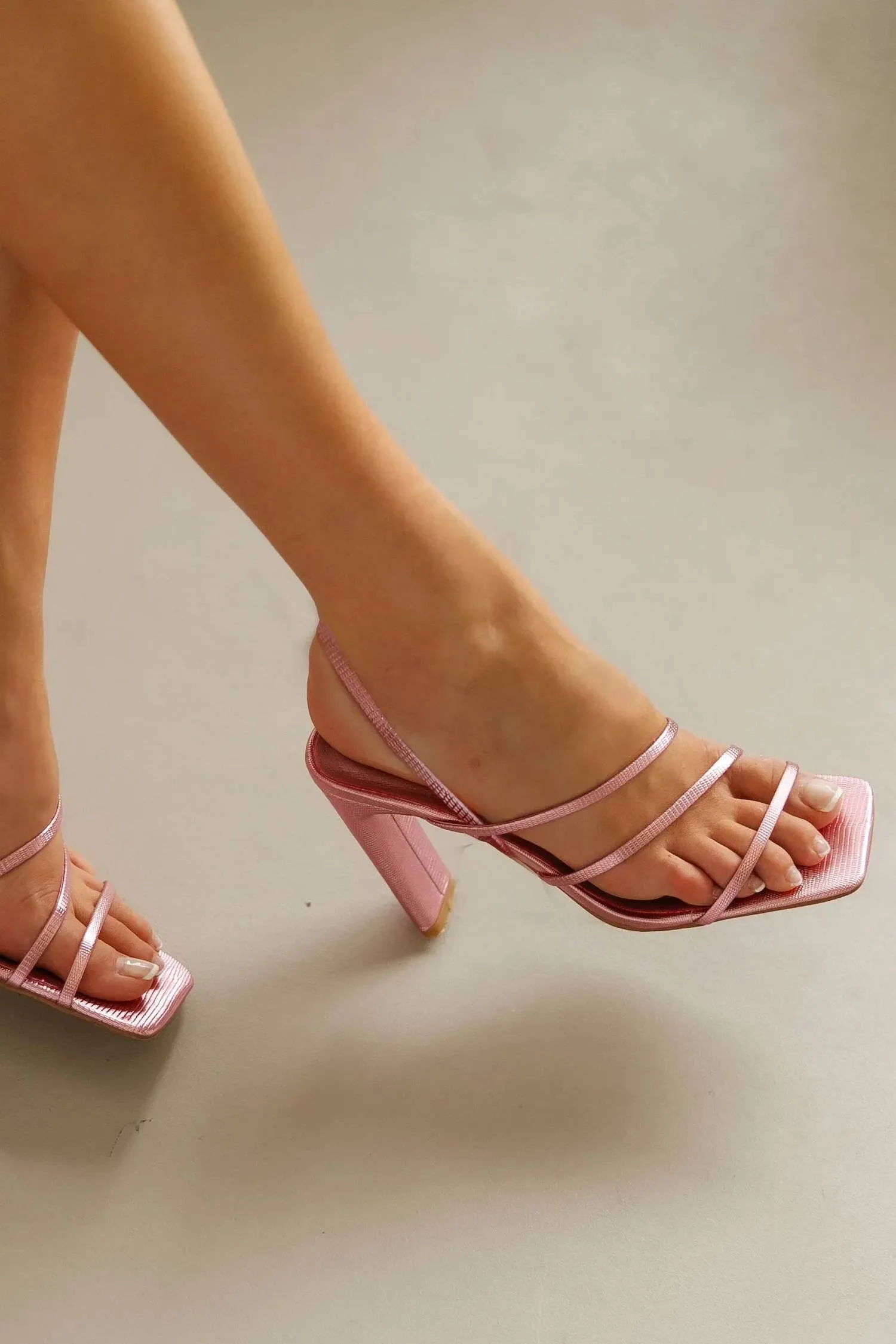 Cass Heel Squire Toe Sandal Pink