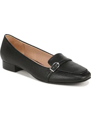 Catalina Womens Faux Leather Buckle Loafer Heels