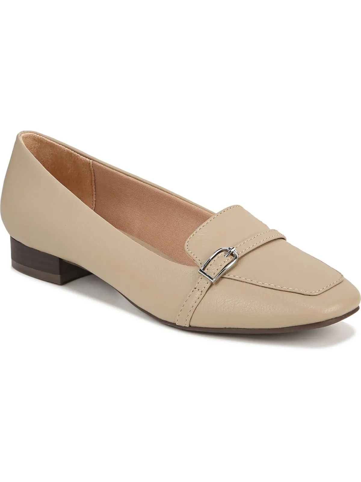 Catalina Womens Faux Leather Buckle Loafer Heels