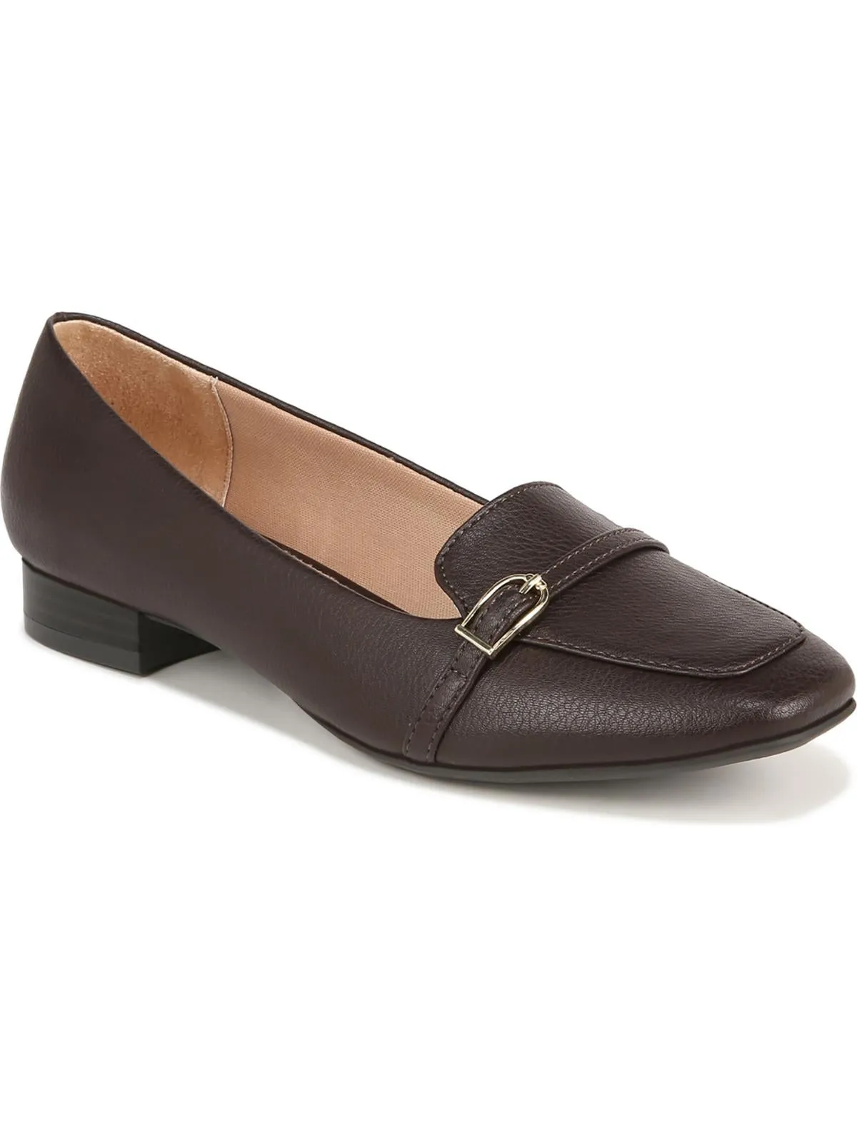 Catalina Womens Faux Leather Buckle Loafer Heels
