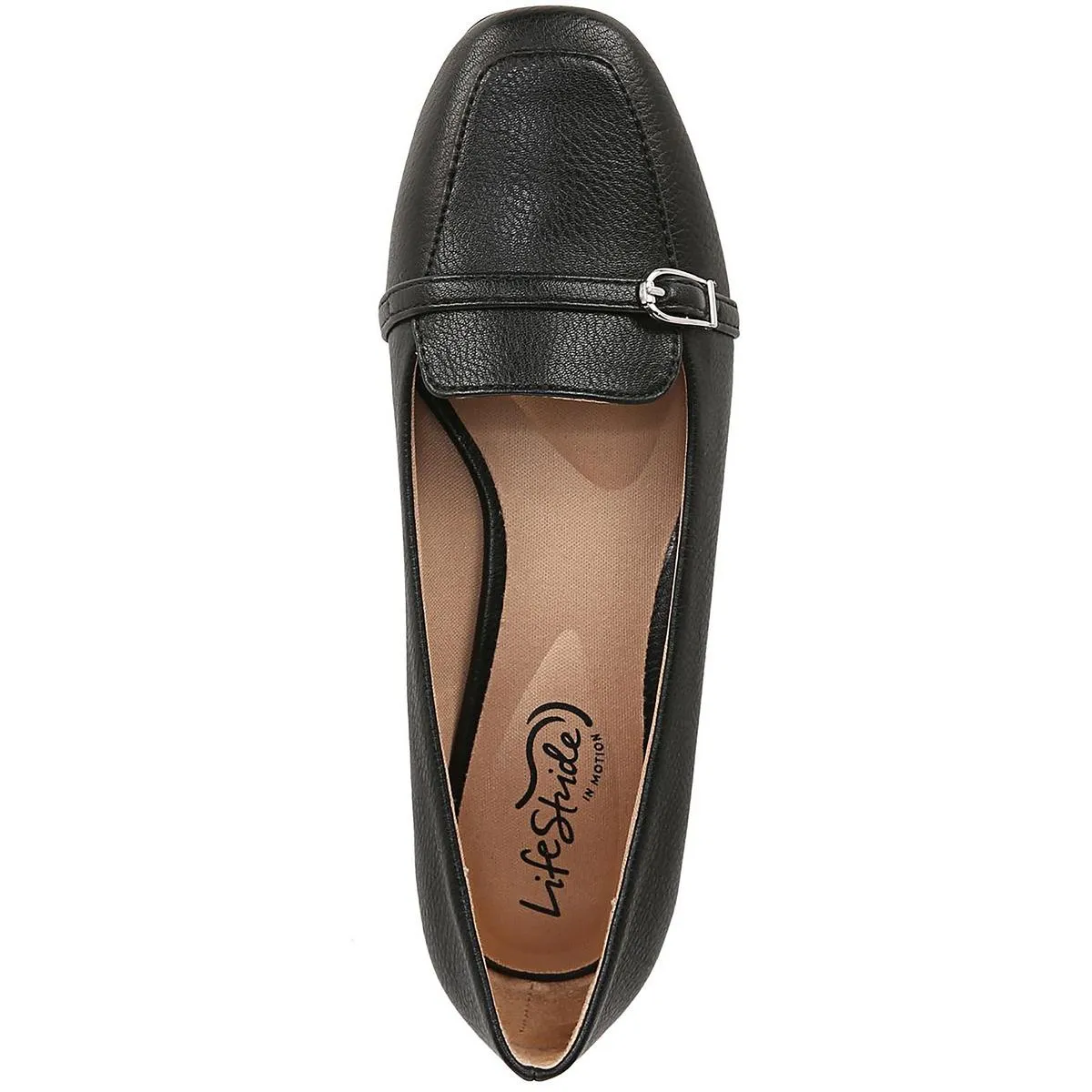 Catalina Womens Faux Leather Buckle Loafer Heels