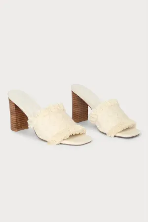 Cayra Woven Fringe Heel In Cream
