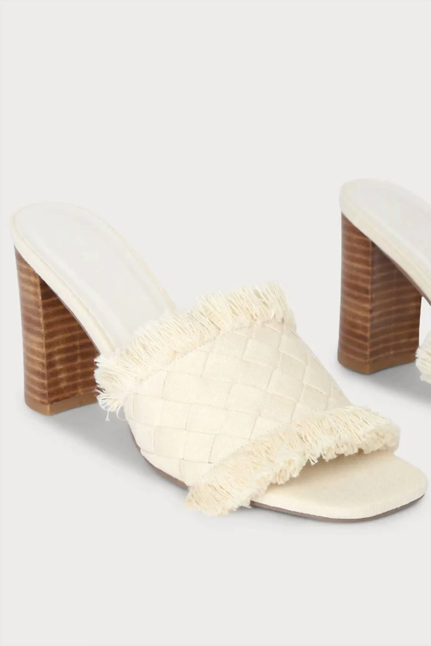 Cayra Woven Fringe Heel In Cream