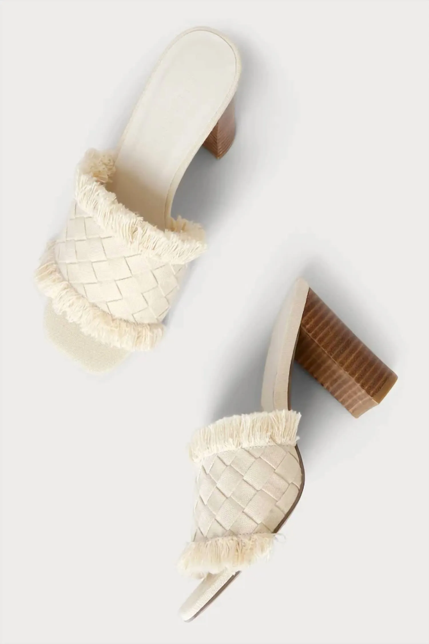 Cayra Woven Fringe Heel In Cream