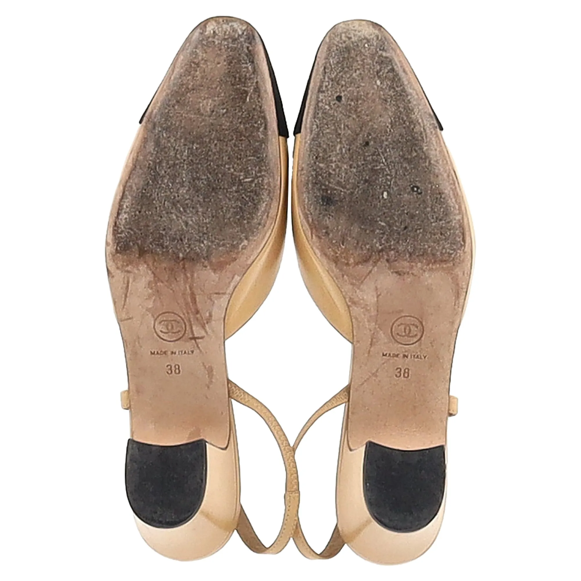 Chanel CC Slingback Pumps in Beige Leather