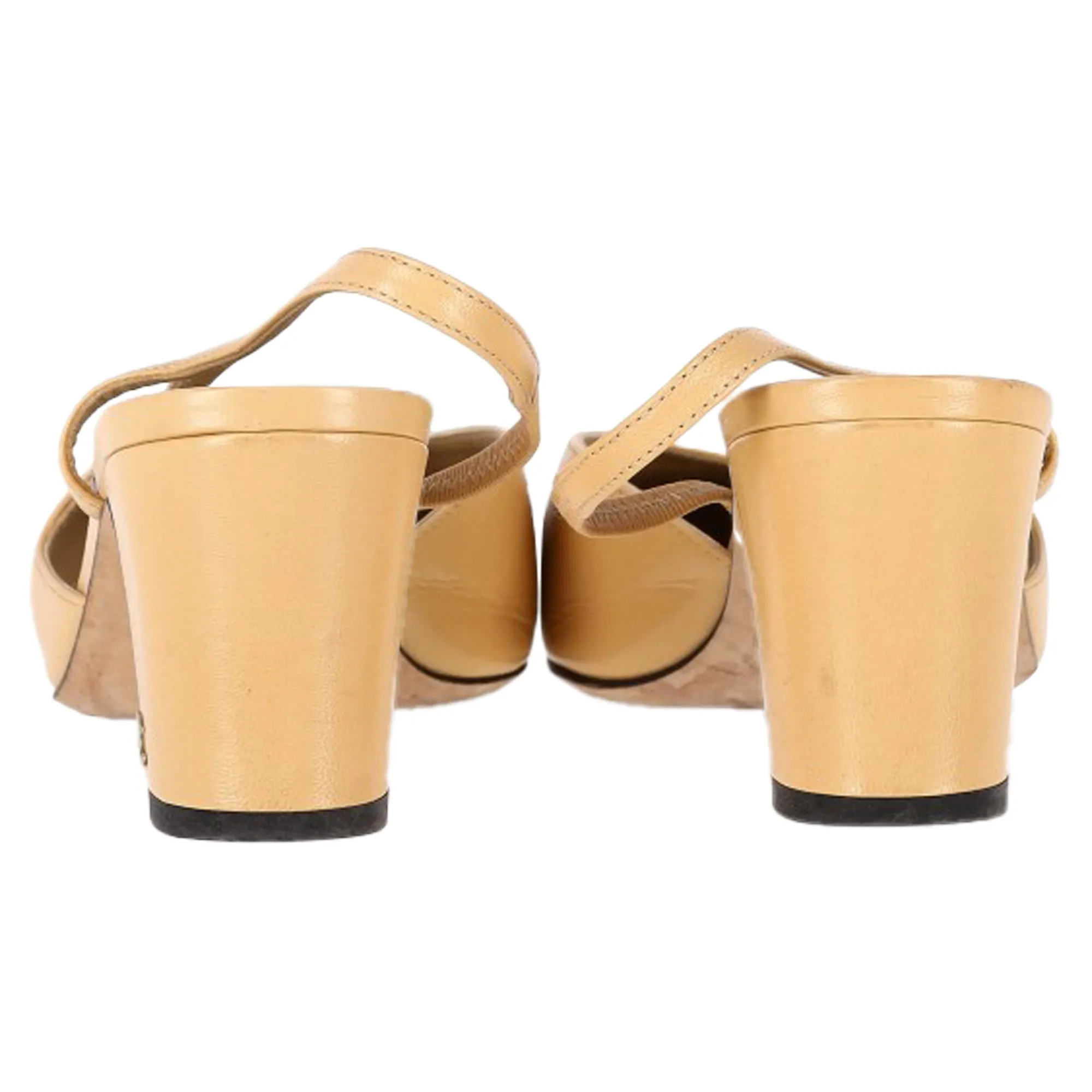 Chanel CC Slingback Pumps in Beige Leather