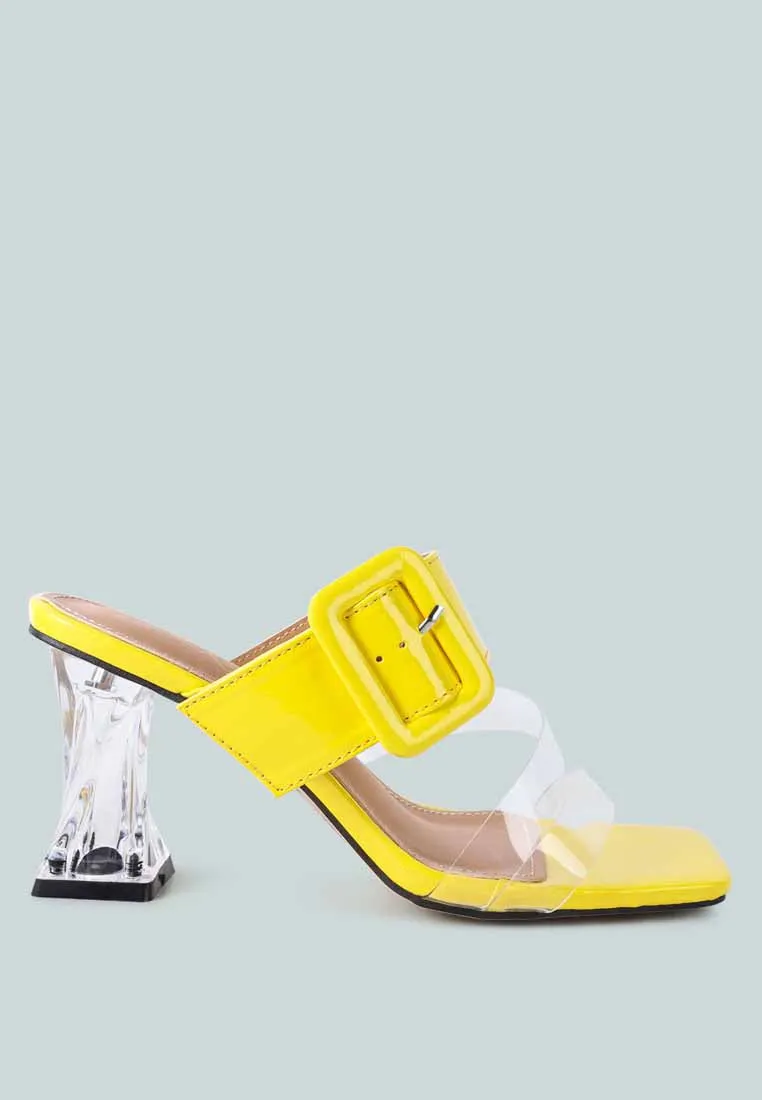 city girl printed mid heel slide sandals