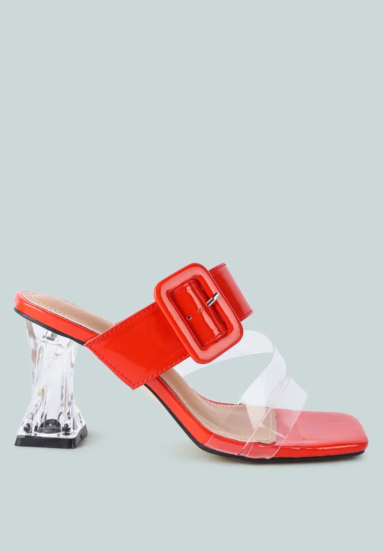 city girl printed mid heel slide sandals