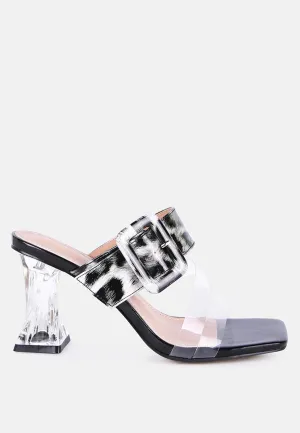 city girl printed mid heel slide sandals