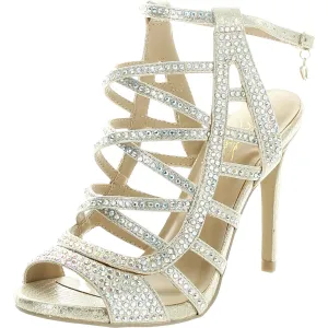 CLARISA2 Womens Jeweled Manmade Lace-Up Heels