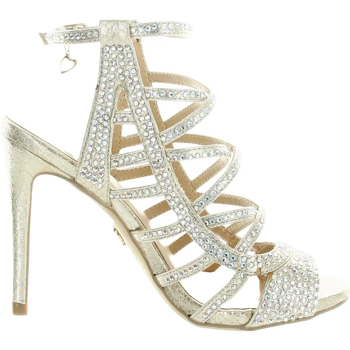 CLARISA2 Womens Jeweled Manmade Lace-Up Heels