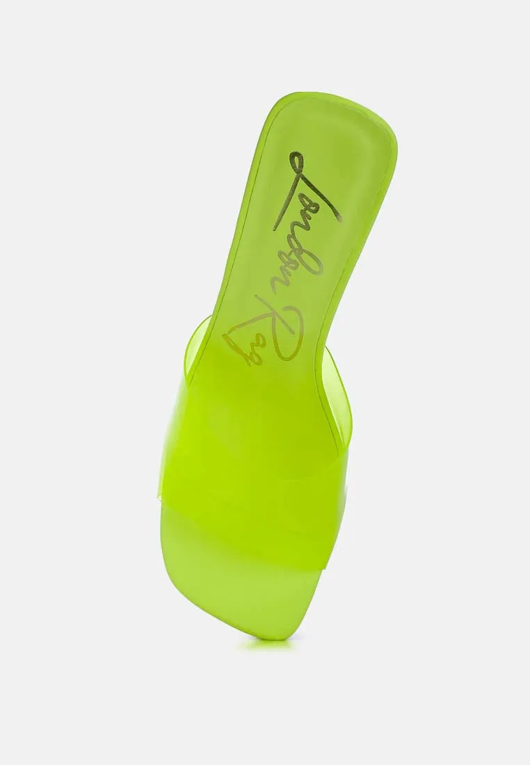 clear flirt clear strap slip on heel sandals