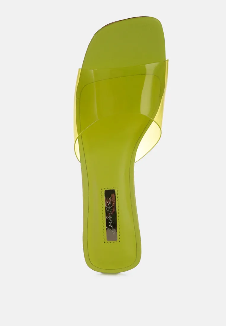 clear flirt clear strap slip on heels sandals