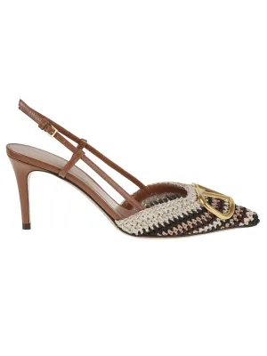 Crochet-Embroidered Slingback Pumps